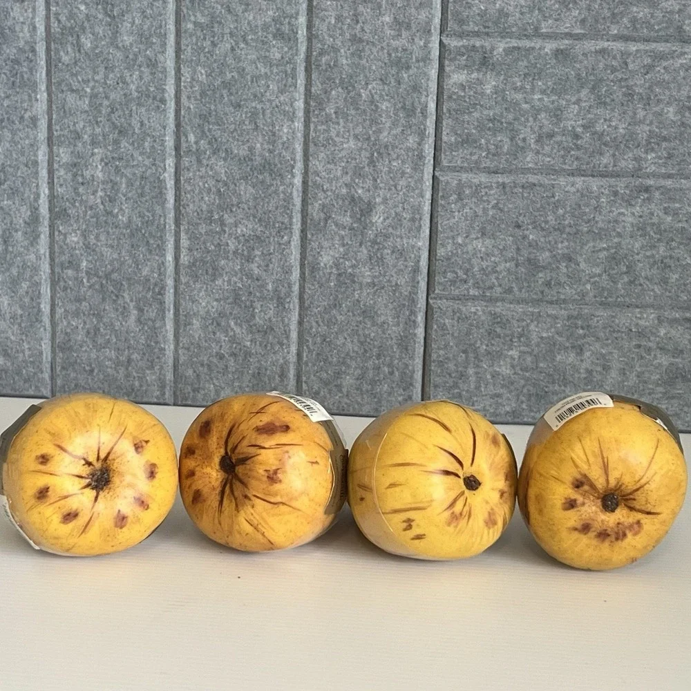 Set of 4 Silk Yellow Pears Weight Realistic Supersilk Home Decor Farmhouse